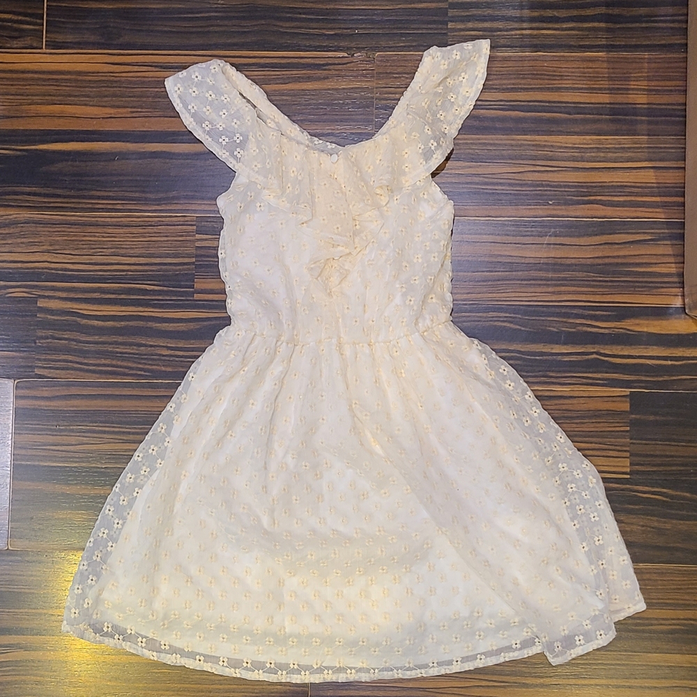 Mayoral Cream Fit and Flare Sundress with Flutter Sleeves